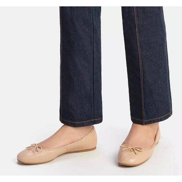 Coach Alina Logo Ballet Flats with Bow Detail in Beige Size 7.5 - Picture 3 of 14